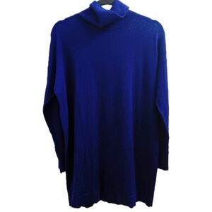Eileen Fisher Merino Wool Tunic Turtleneck Sweater in Royal Blue